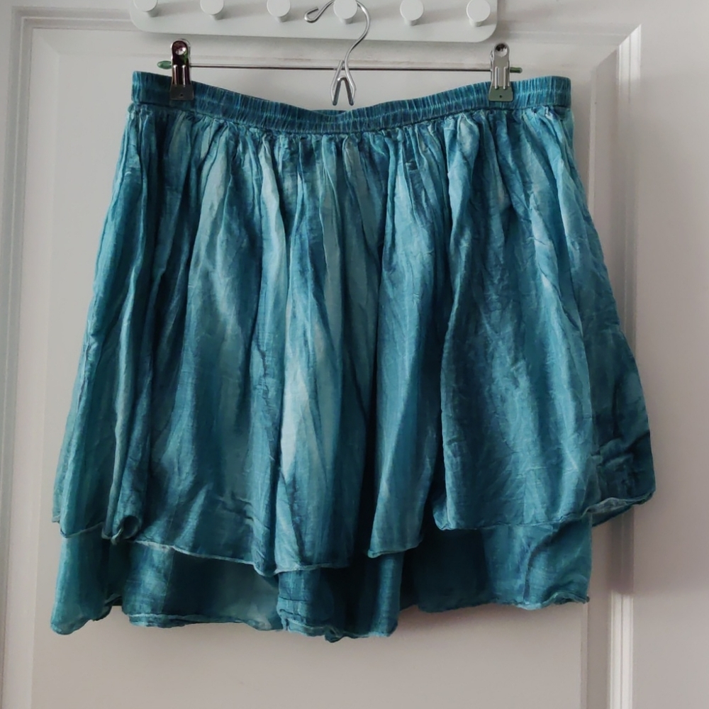 A People United (APU) Blue Cotton-Silk Skirt Sz XL